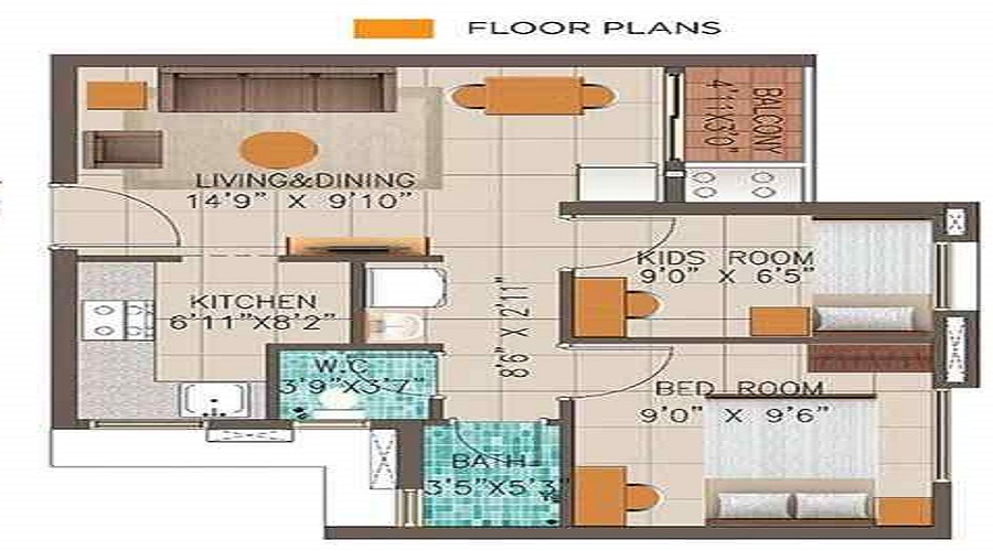 Arvind Nallurahalli 2 BHK Floor Plan