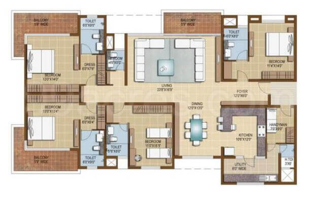 Arvind Nallurahalli 3 BHK Floor Plan